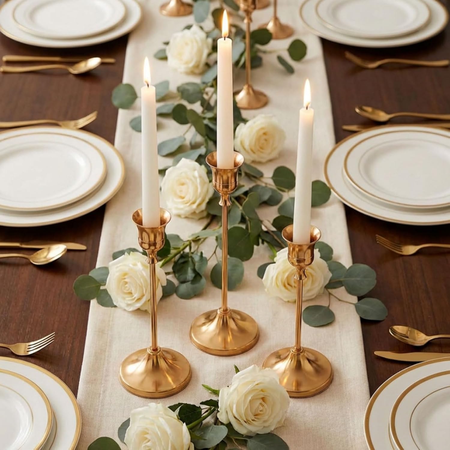 10 Sets Candle Holder Brass Gold Candlestick Holders -Vintage Modern Metal Taper Candle Holders, Decorative