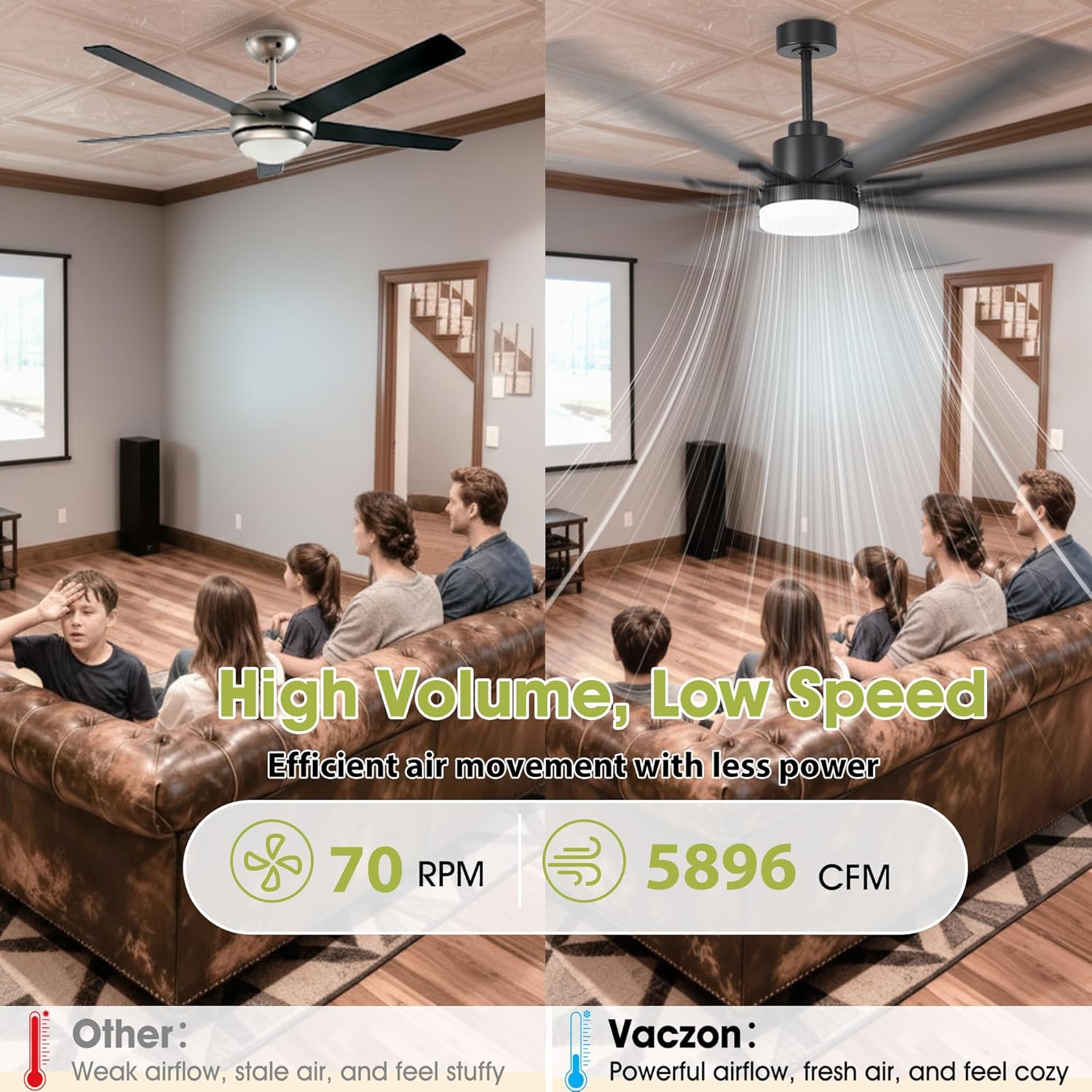 100" Ceiling Fan with LED Light and Remote - Black