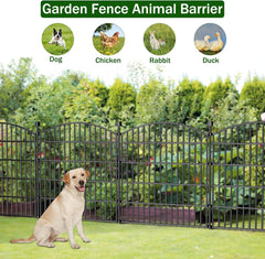 10 Panels Decorative Garden Fence - 32 in (H) x 23.6 ft (L) No Dig Dog Fence Outdoor for Yard, Rustproof Tall Garden