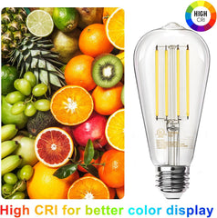 10 Pack Vintage 8W ST58 LED Edison Light Bulbs, Dimmable, 60W Equivalent, 800Lumens, 2700K Warm White, E26 Base LED