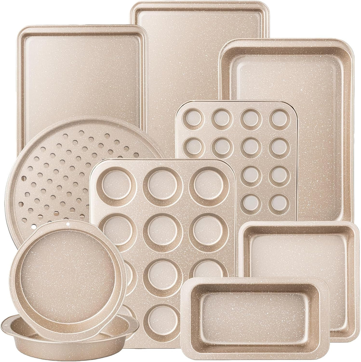 10-Piece Pans Set, Bakeware Sets Nonstick, Set for Oven Cooking, Stackable Carbon Steel Pans Include Cookie Sheets