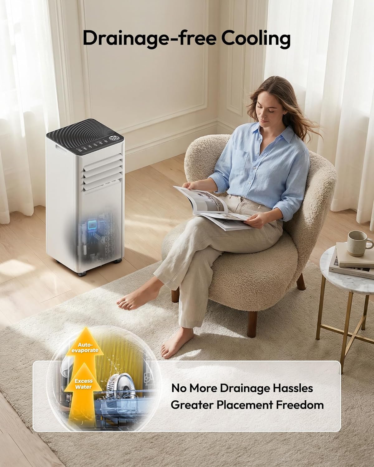 10,000 BTU Portable Air Conditioners, 4-in-1 Portable AC Unit Cools Up to 450 Sq.Ft
