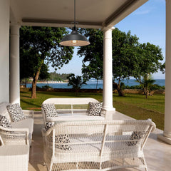 1-Light Indoor/Outdoor Pendant Light, Matte Black Finish, Textured Socket Detail, Adjustable Hanging Height, E26 Base