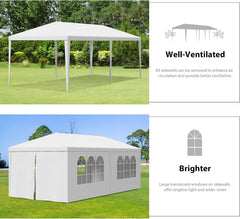 10' x 20' Outdoor White Waterproof Gazebo Canopy Tent with Removable Sidewalls Windows Heavy Duty Tent for Party