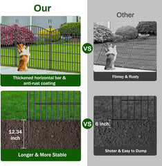 10 Panels Decorative Garden Fence with Gate - 32 in (H) x 23.6 ft (L) No Dig Dog Fence Outdoor for Yard, Rustproof