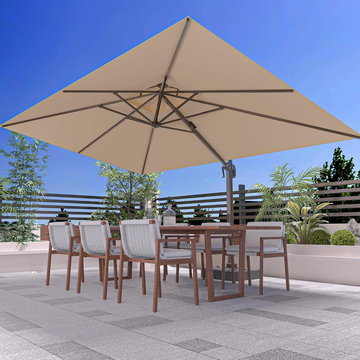 10' X 13' Outdoor Patio Umbrella Large Rectangle Cantilever Umbrella Heavy Duty 360°Rotation Offset Umbrella Pool