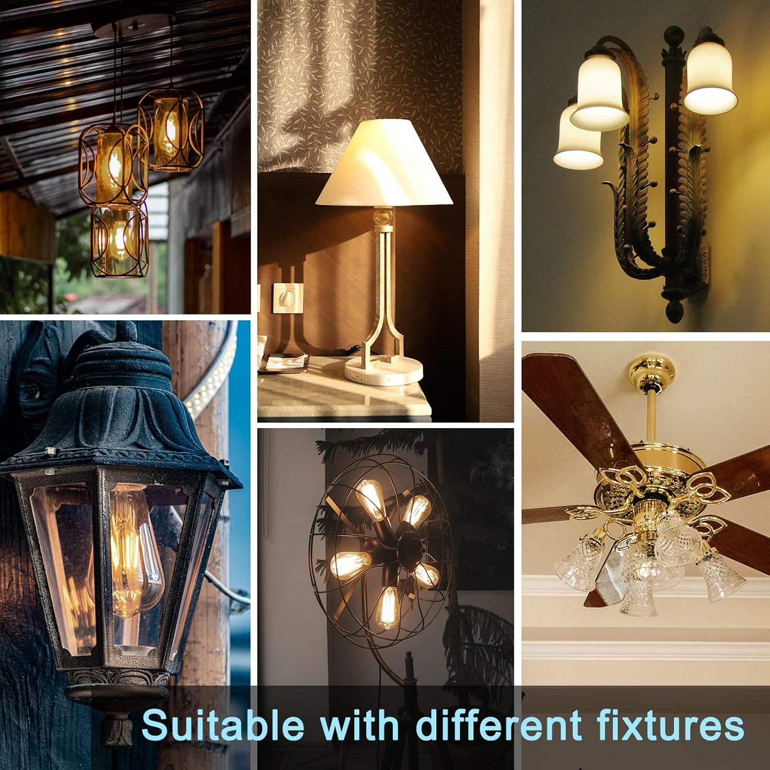 10 Pack Vintage 8W ST58 LED Edison Light Bulbs, Dimmable, 60W Equivalent, 800Lumens, 2700K Warm White, E26 Base LED