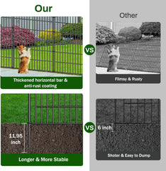 10 Panels No Dig Decorative Garden Fence with Gate - 40 in (H) x 23.6 ft (L), Dog Fence Outdoor for Yard, Rustproof