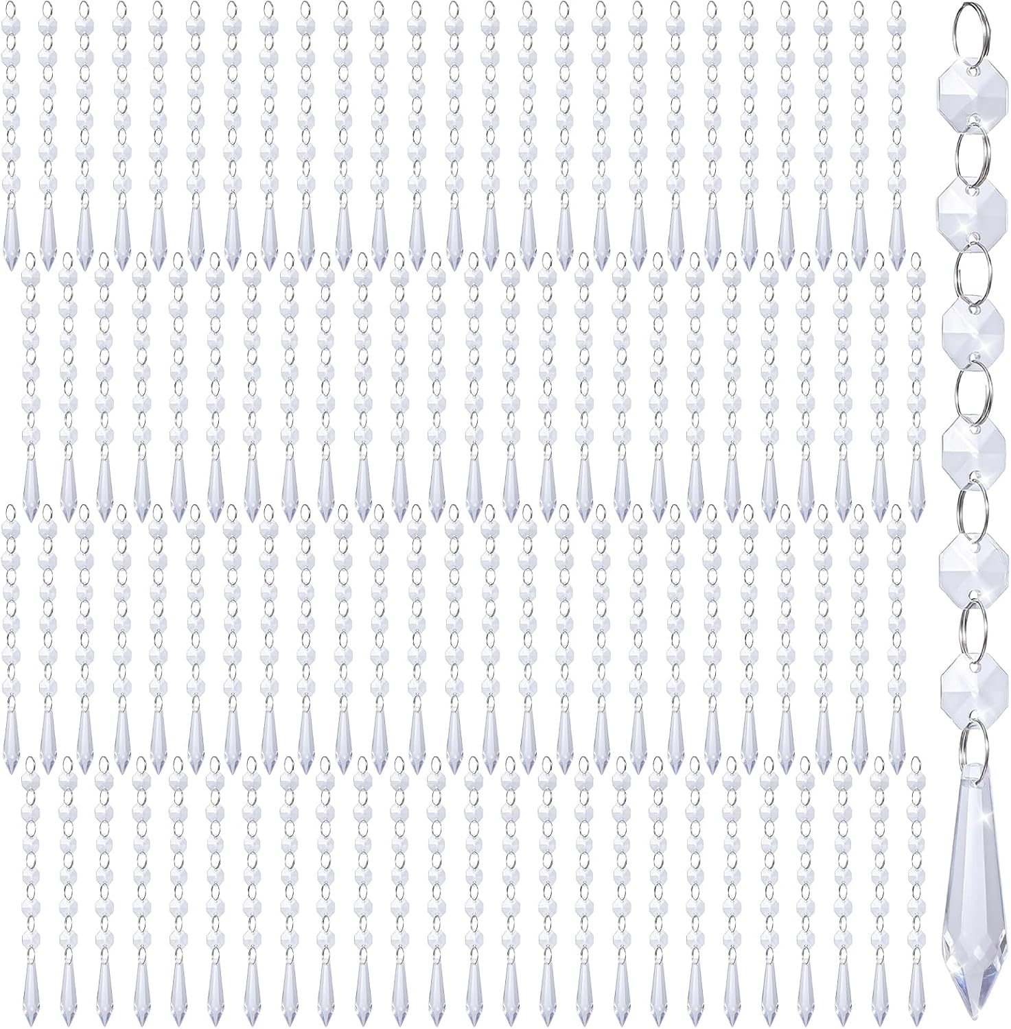100 Pcs Clear Acrylic Hanging Crystals, Garland Strands for Chandelier Centerpieces Christmas Tree Wedding Party Home