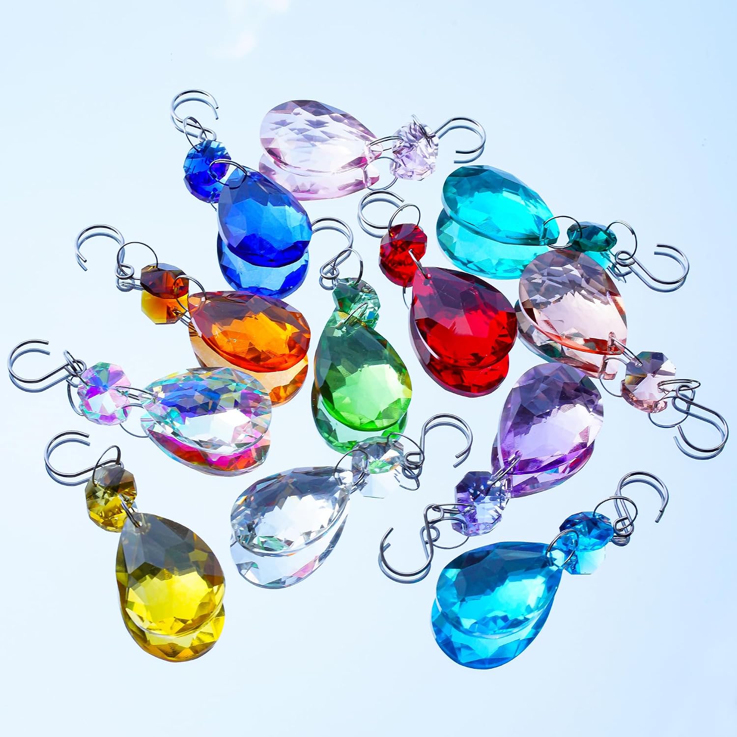 10 Pcs Blue Crystal Bauhinia Suncatcher Prisms Chandelier Window Decor - Blue Crystal Bauhinia Prisms Suncatcher