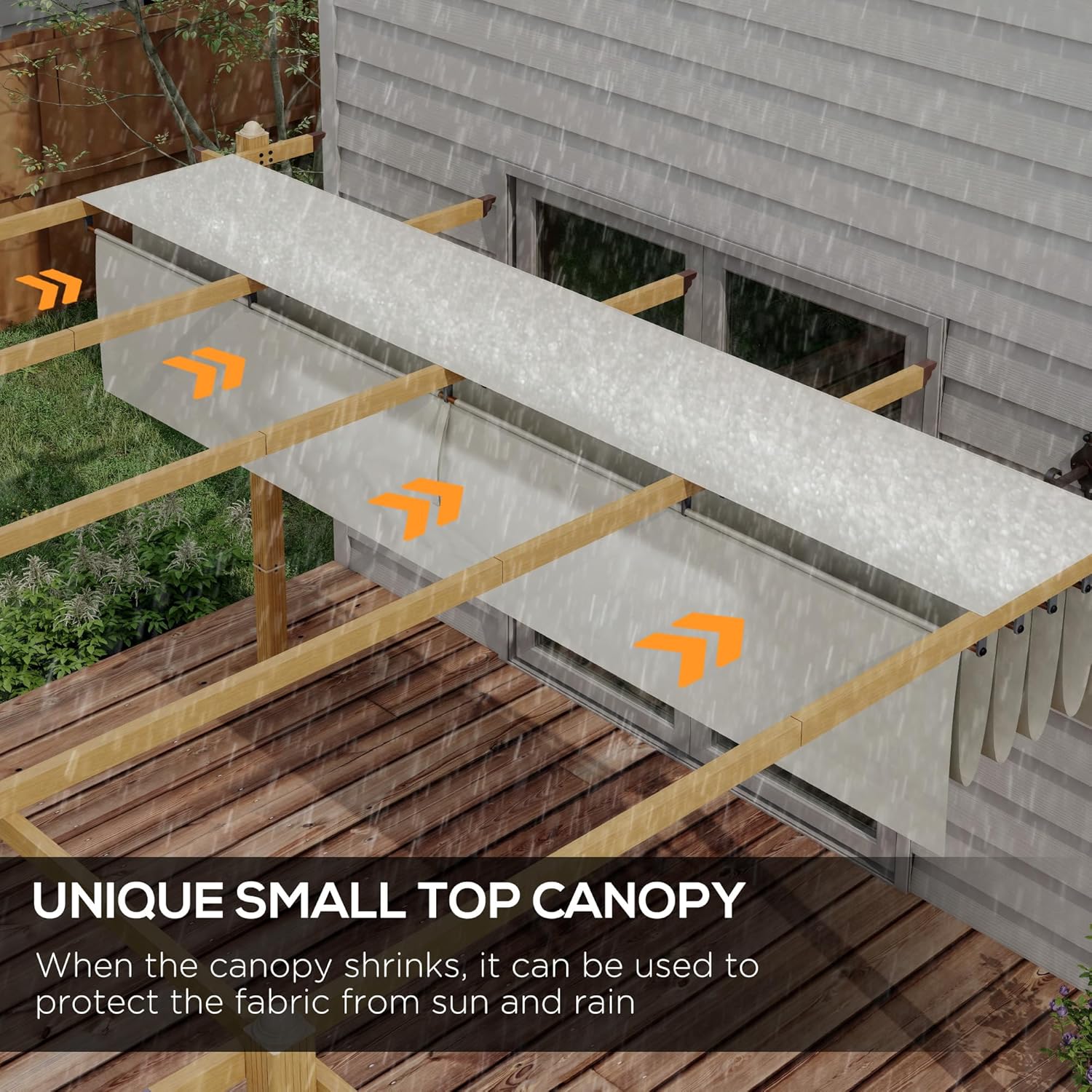 10' x 13' Retractable Pergola Canopy, Wood Grain Aluminum Pergola, Outdoor Sun Shade Shelter for Grill, Garden, Patio