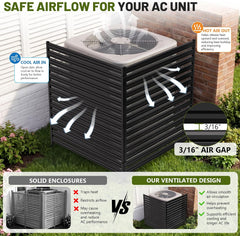 1 Panel No Dig Privacy Fence Screen, 60" H × 48" W Metal Outdoor Air Conditioner Fencing for AC Unit Cover, Hide