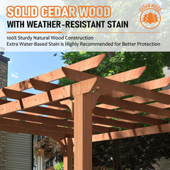 10' x 12' Patio Pergola, Cedar Wood Pergolas with Solid Structure, Pergola Kits