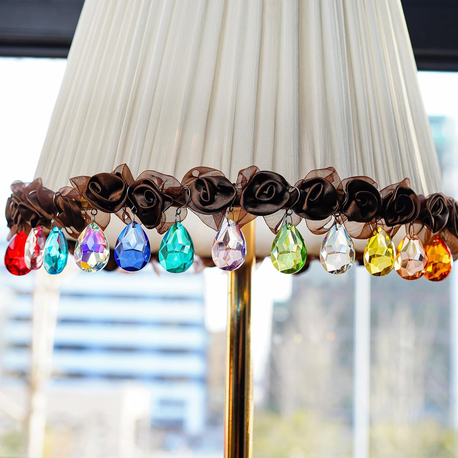 10 Pcs Green Crystal Bauhinia Suncatcher Prisms Chandelier Window Decor - Green Crystal Bauhinia Prisms Suncatcher