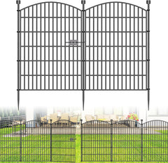 10 Panels No Dig Decorative Garden Fence with Gate - 40 in (H) x 23.6 ft (L), Dog Fence Outdoor for Yard, Rustproof