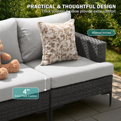 10 Piece Luxury Patio Furniture Set with 44" Fire Pit Table All Weather Outdoor Sectional with Thick Cushions Wicker