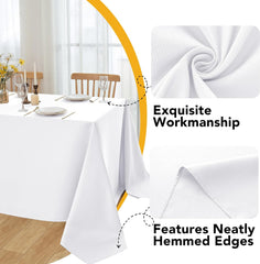 10-Pack White Tablecloths for Rectangle Tables, 60 x 102 Inches, Stain-Resistant Polyester Fabric for 6 Foot Tables