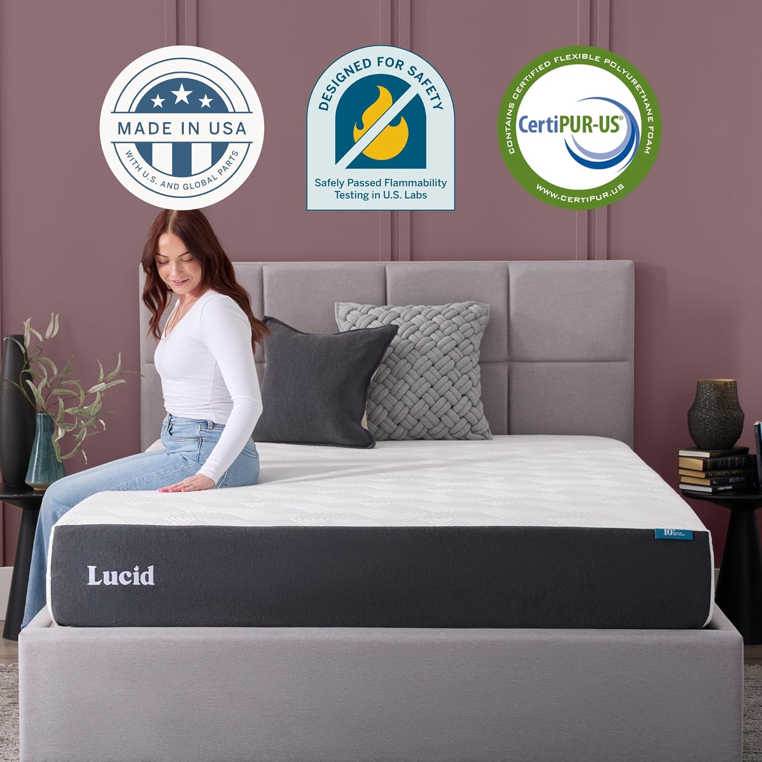 10" Firm Gel Memory Foam Mattress - Bamboo Charcoal & Cooling Gel - Fiberglass Free - Bed in a Box - CertiPUR-US
