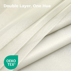 100% Blackout Curtains, Double Layer Ivory Curtains, Black Out Curtain with Sheer Overlay, Room