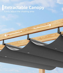 10' X 13' Outdoor Pergola with Retractable Canopy Aluminum Pergola Faux Wood Metal Pergolas Gazebo for Backyard, Deck
