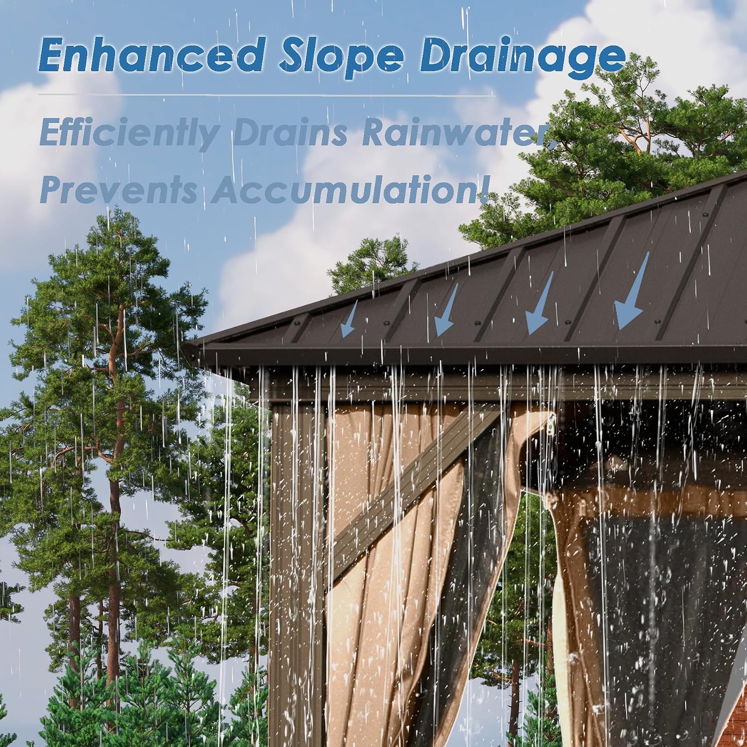 10' x 14' Hardtop Gazebo, Outdoor Metal Gazebo for Patios with Galvanized Steel Double Roof