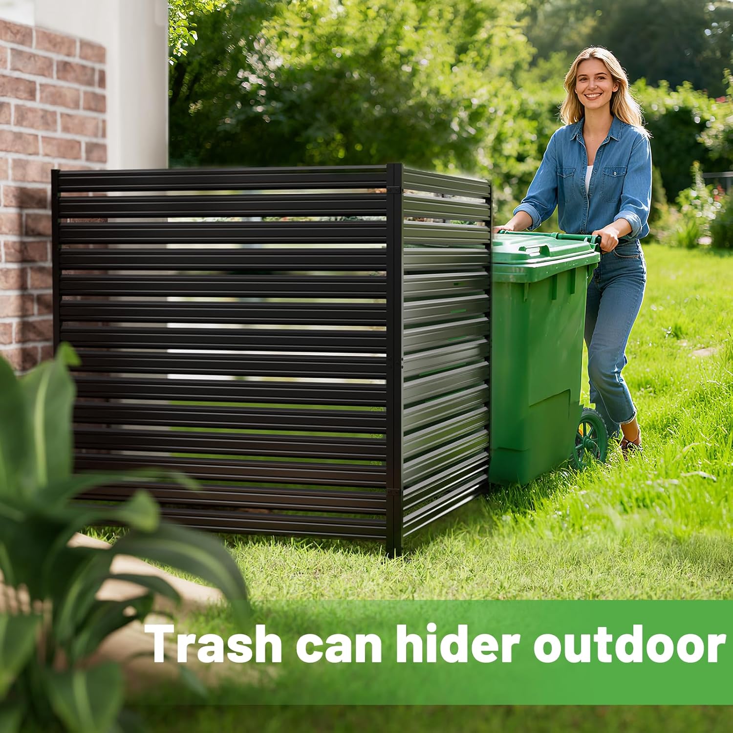 1 Panel No-Dig Metal Privacy Fence Screen, 60" H × 48" W Outdoor Air Conditioner Fence, Rustproof AC Unit Cover to