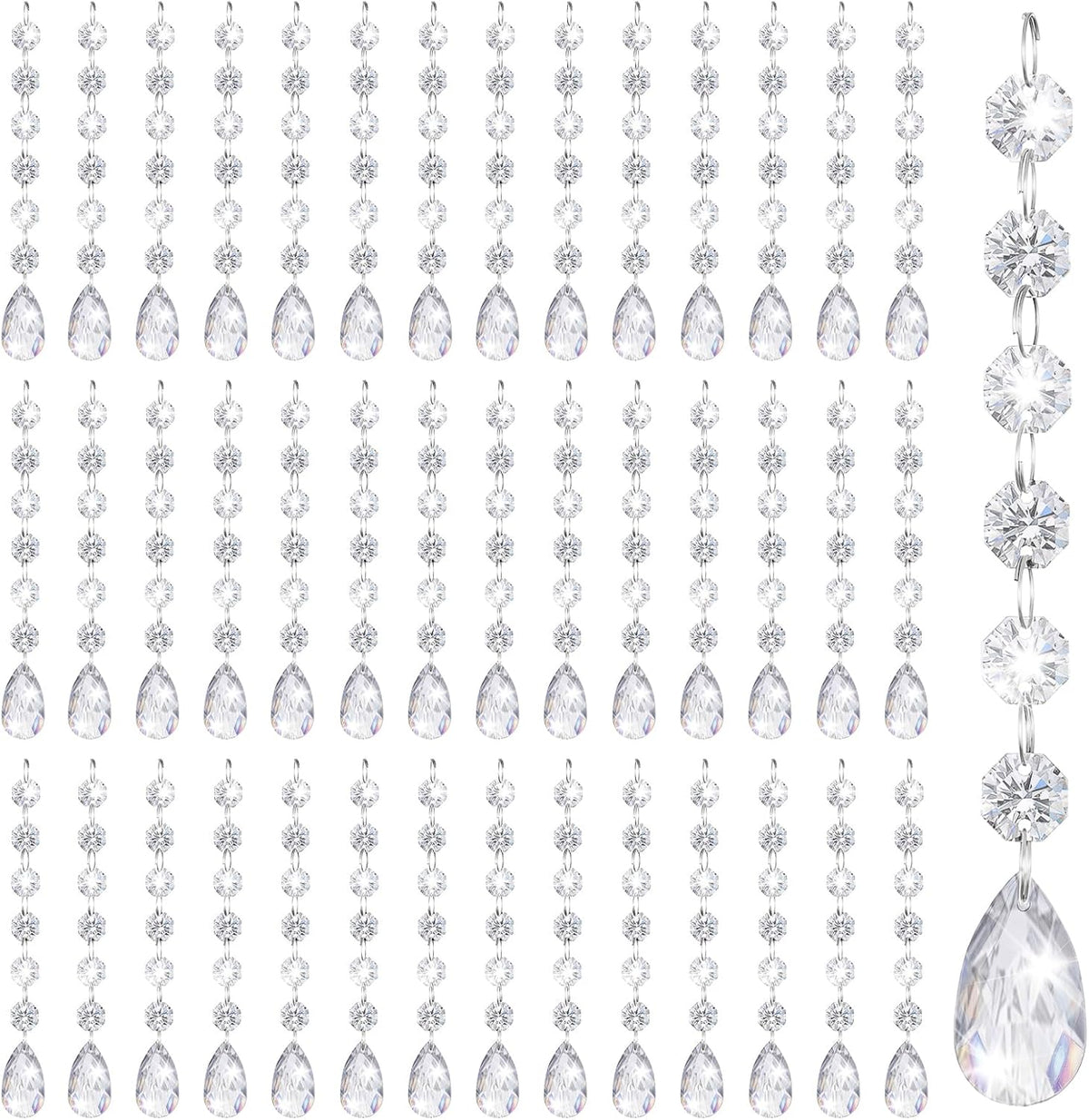 100 Pcs Chandelier Crystals Replacement, Hanging Teardrop Ornaments - Clear Acrylic, for Centerpieces, Chandelier