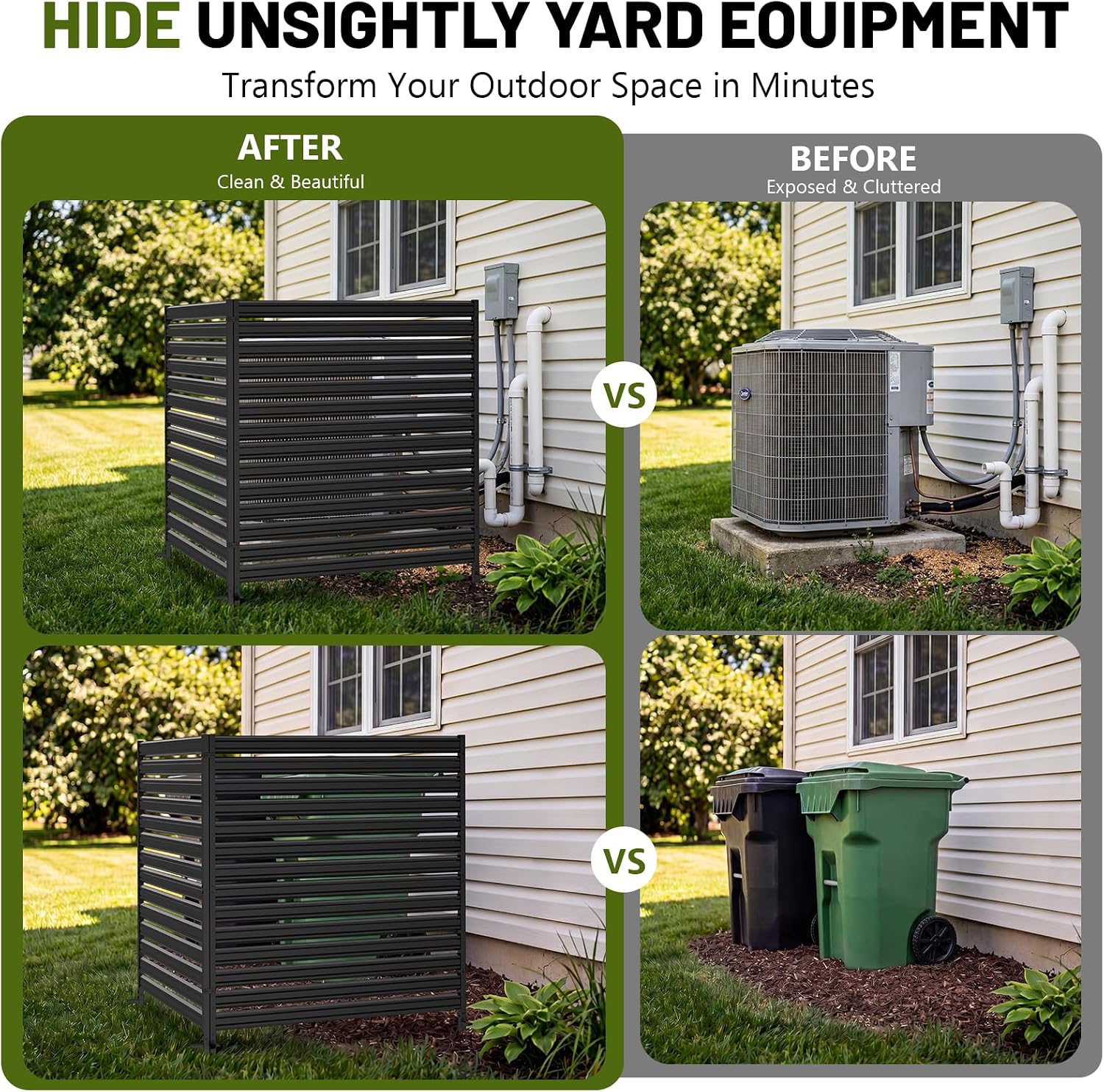 1 Panel No Dig Privacy Fence Screen, 60" H × 48" W Metal Outdoor Air Conditioner Fencing for AC Unit Cover, Hide