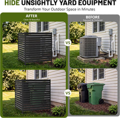 1 Panel No Dig Privacy Fence Screen, 60" H × 48" W Metal Outdoor Air Conditioner Fencing for AC Unit Cover, Hide