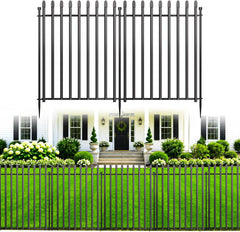 10 Panels No Dig Decorative Garden Fence, 32in(H)×22ft(L) Heavy-Duty Rustproof Metal Panels, Outdoor Dog Barrier for