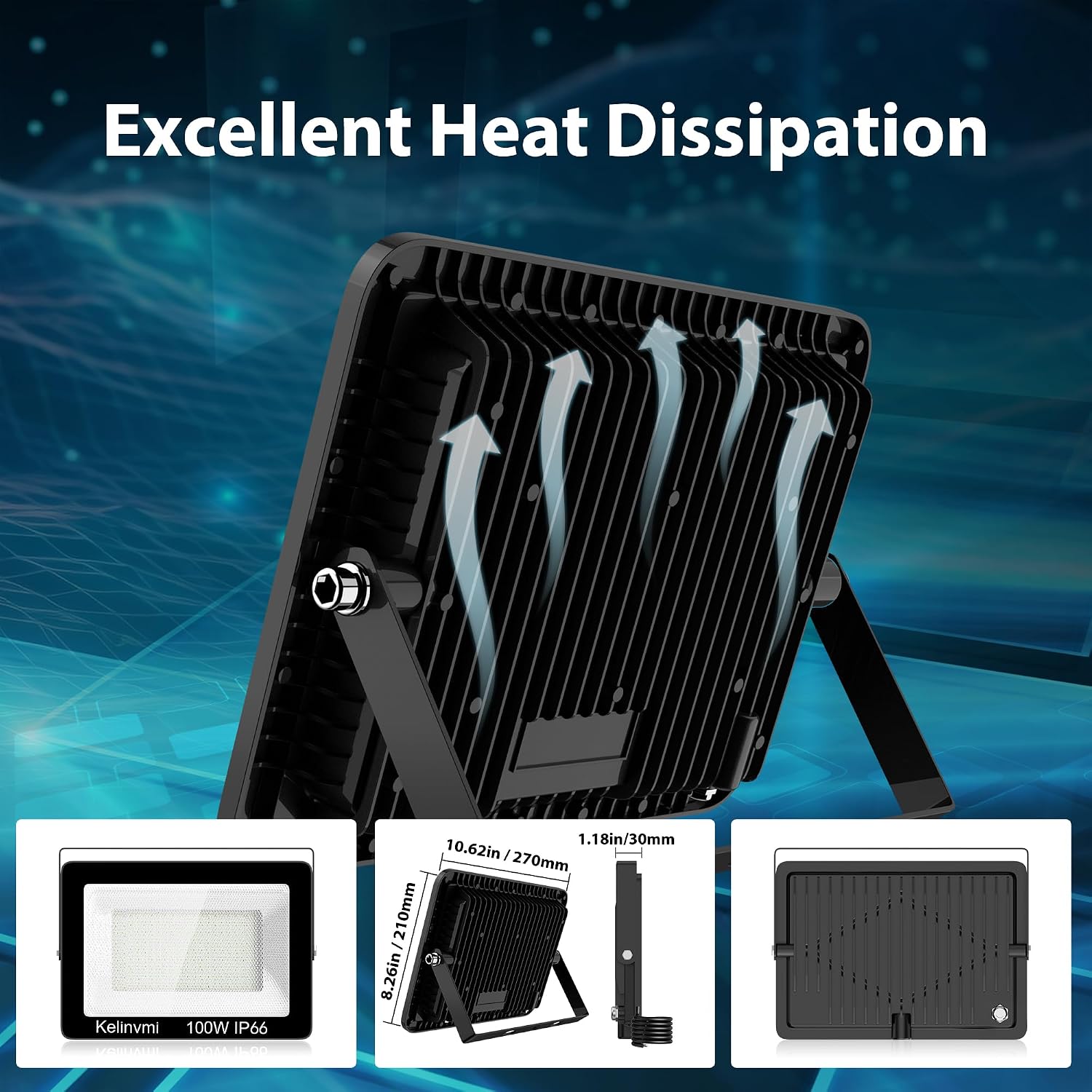100 W Outdoor LED Floodlight, 10000 lm LED Floodlight, 4200 K Warm White IP66 Waterproof Outdoor Lighting for Garden