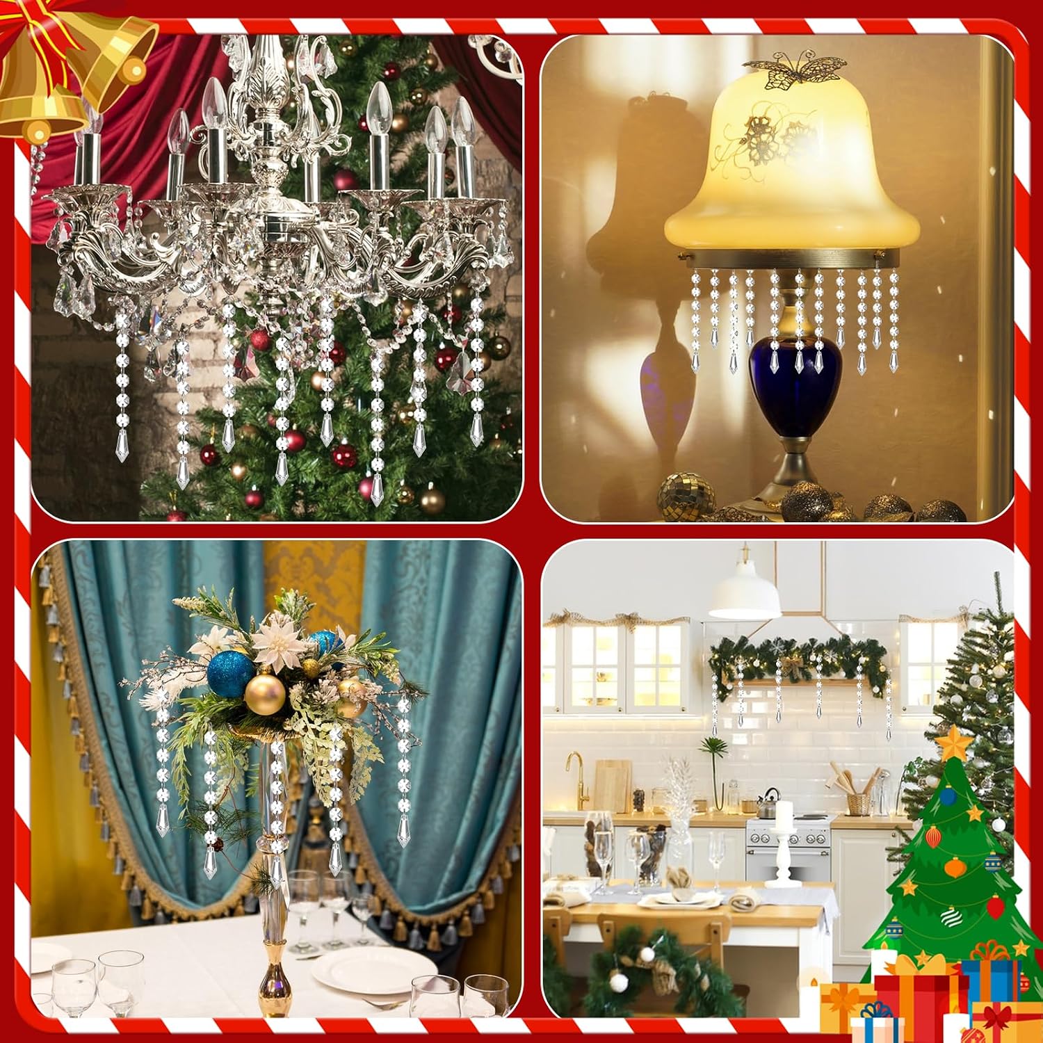 100 Pcs Acrylic Hanging Crystals for Centerpieces Chandelier Clear Crystal Garland Strands Ornament Acrylic Clear