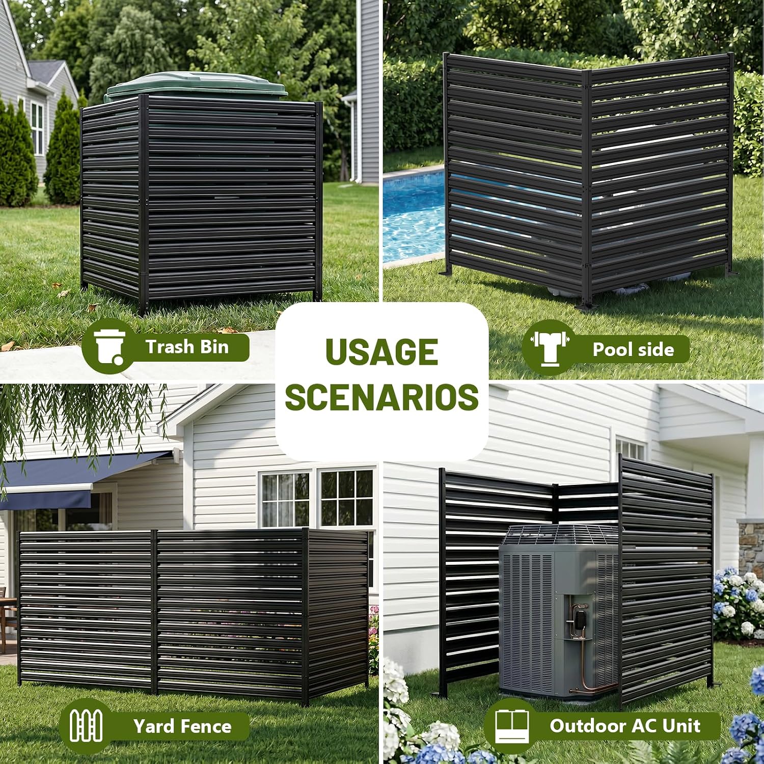 1 Panel No Dig Privacy Fence Screen, 60" H × 48" W Metal Outdoor Air Conditioner Fencing for AC Unit Cover, Hide