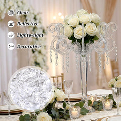 100 Pcs Acrylic Hanging Crystals for Centerpieces Icicle Chandelier Garland Beads Strands Ornaments Clear Teardrop