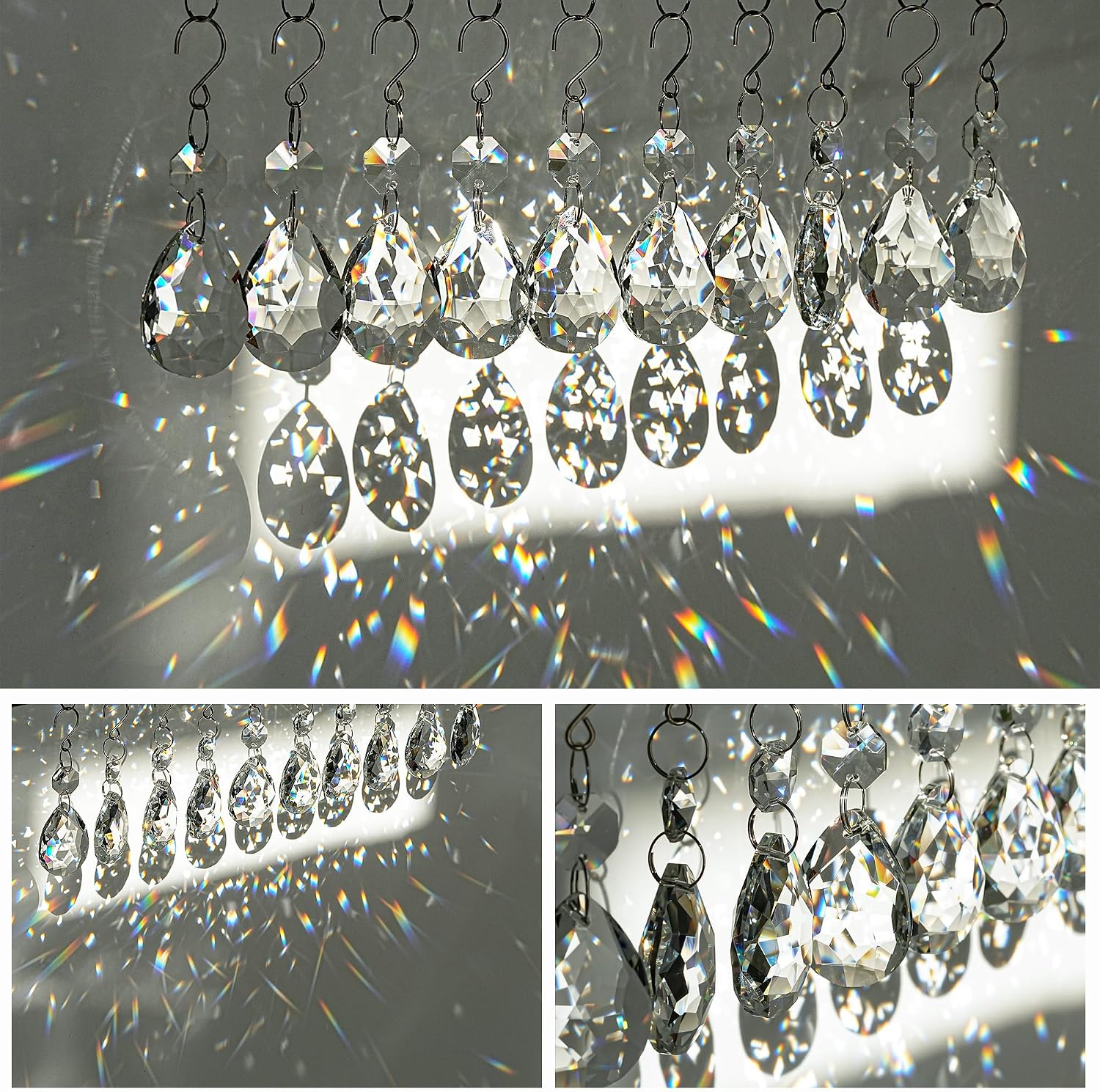 10 Pcs 3 Inch Clear Crystal Bauhinia Prisms Chandelier Decor - Clear Crystal Bauhinia Prisms Pendants Chandelier