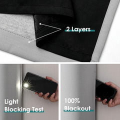 100% Blackout Curtains for Bedroom with Black Liner, 2 Thick Layers Total Blackout Thermal Insulated