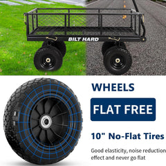 10" Flat Free Tires Heavy Duty Garden Cart with 180° Rotating Handle and Removable Sides, 4 Cu.Ft 400 lbs Capacity