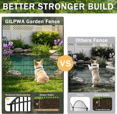 10 Panels Garden Fence Animal Barrier, 33 in(H) X 24 ft(L) Dog Fence Outdoor for Yard Rustproof No Dig Fencing