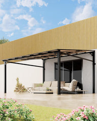 10 ft x 12 ft Lean to Gazebo, Hardtop Wall Pergola with Polycarbonate Roof