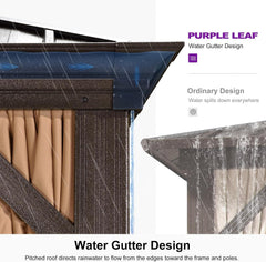 10' X 12' Hardtop Gazebo Canopy for Patio Deck Backyard Heavy Duty Outside Sunshade with Netting and Curtains Outdoor