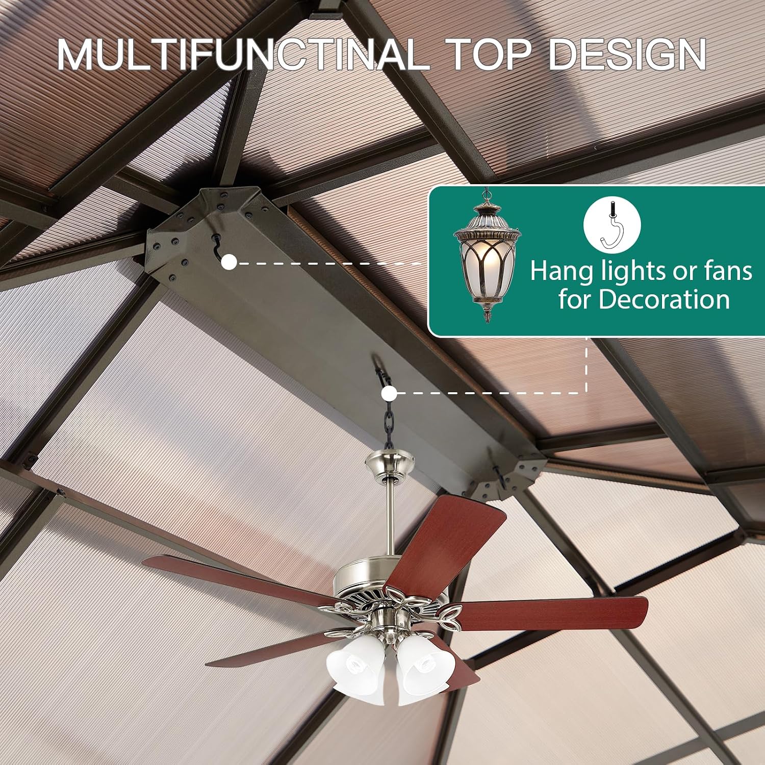 10'x12' Hardtop Gazebo, Outdoor Polycarbonate Double Roof Canopy