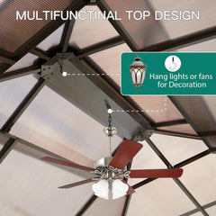 10'x12' Hardtop Gazebo, Outdoor Polycarbonate Double Roof Canopy