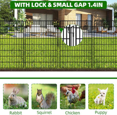 10 Panels Garden Fencing Animal Barrier with Lock, 40 in(H) X 24 ft(L) Dog Fence Outdoor for Yard Rustproof No Dig