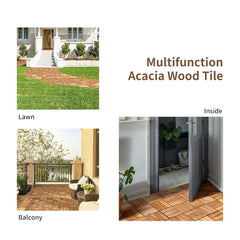 10 PCS Interlocking Patio Deck Tiles, 12 x 12in Acacia Hardwood Outdoor Flooring Tiles, 10 sq.ft Wood Composite Deck