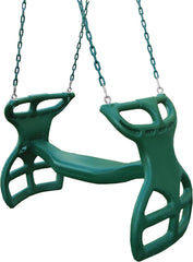 04-0037-G Dual Ride Glider Back-to-Back Tandem Swing, Green, Green Plastic Coated Chains, Multi-Child Swing