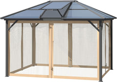 10' x 12' Hardtop Gazebo Canopy with Polycarbonate Roof, Aluminum Frame