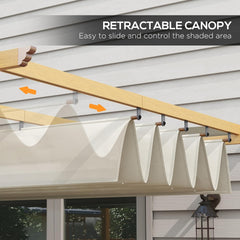 10' x 10' Retractable Pergola Canopy, Wood Grain Aluminum Pergola, Outdoor Sun Shade Shelter for Grill, Garden, Patio
