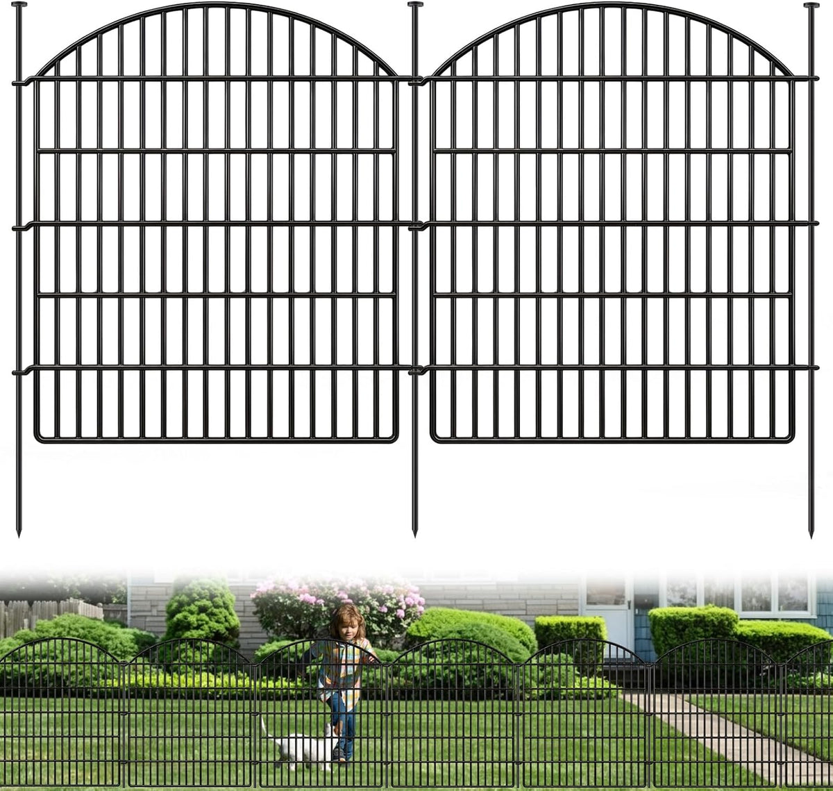10 Panels Garden Fence Animal Barrier, 33 in(H) X 24 ft(L) Dog Fence Outdoor for Yard Rustproof No Dig Fencing