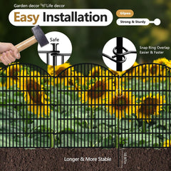 10 Panels Decorative Garden Fence, 40in (H) X 24ft (L) No Dig Dog Fences Outdoor for Yard, Rustproof Tall Metal