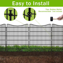 10 Panels Garden Fencing Animal Barrier with Gate, 48 in(H) X 23.6 ft(L) Dog Fence Outdoor for Yard, No Dig Temporary